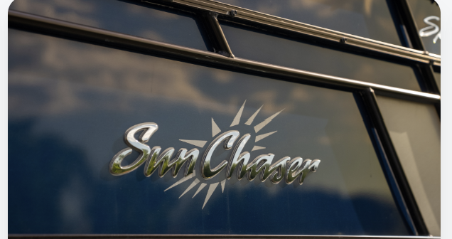 SunChaser pontoon decal with mirror-gloss ceramic finish