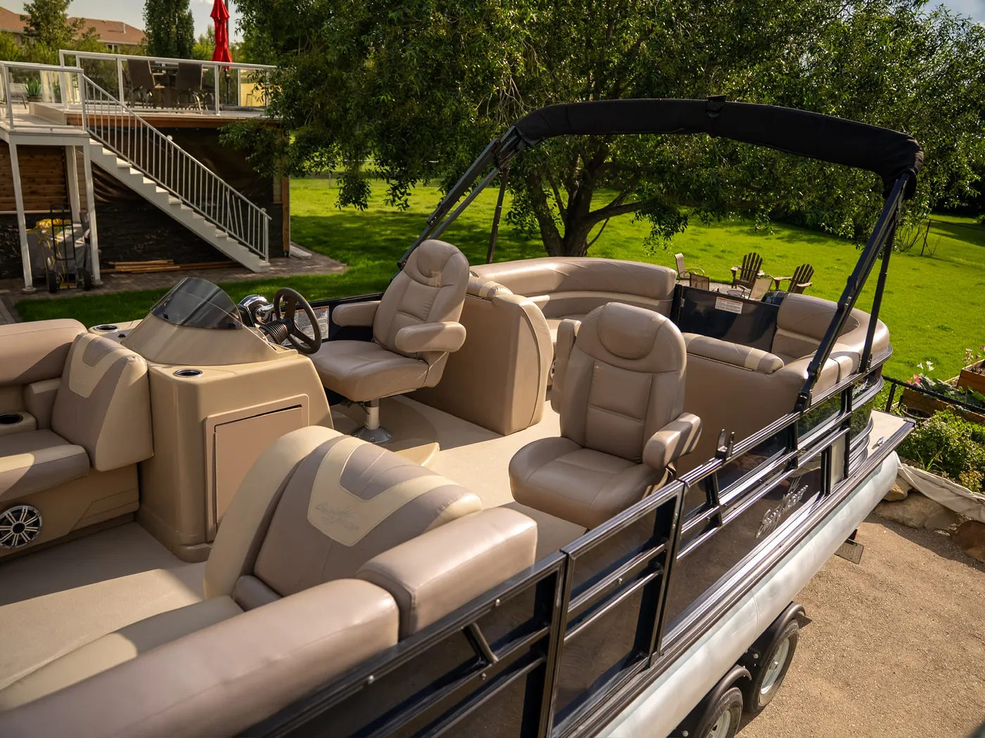 SunChaser pontoon deck and bimini after detail